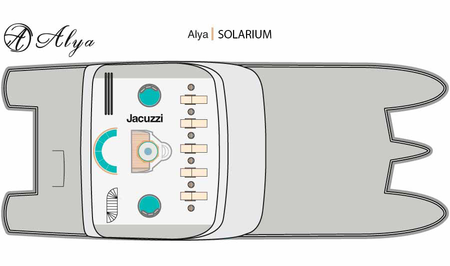 Solarium et Pont Supérieur - Catamaran de Luxe Alya